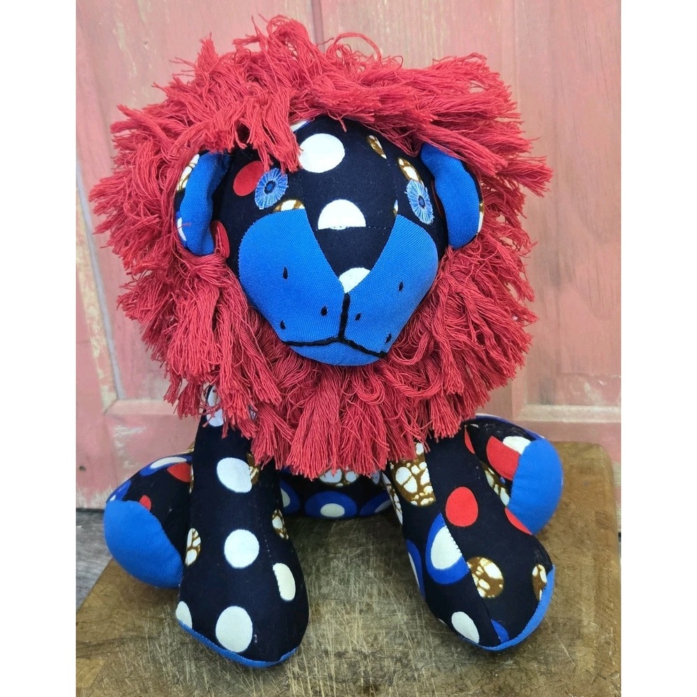 Lydia's Mission Stuffed Animal Plush Lion South Africa Colorful Firm 11"